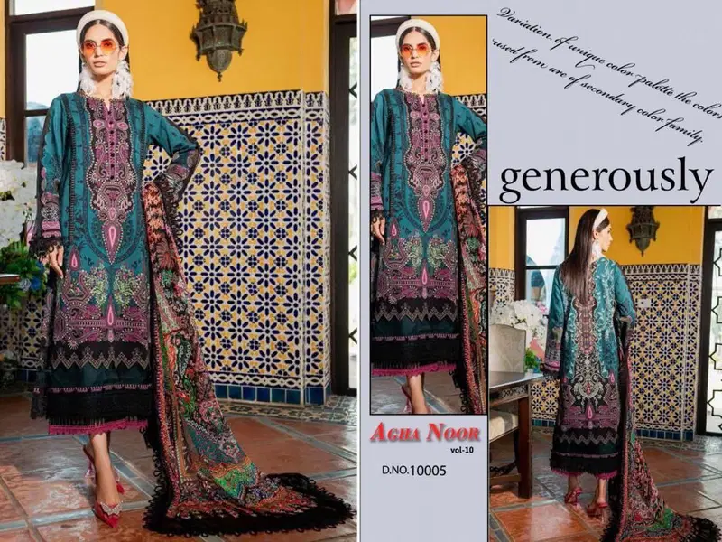 Agha Noor Vol 10 Karachi Cotton Dress Material Wholesale Market In Surat With Price
